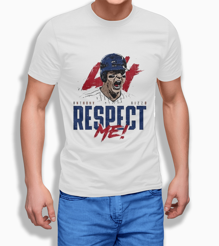 Anthony Rizzo Respect Me Screaming Baseball Player Distressed 44 Red T-Shirt