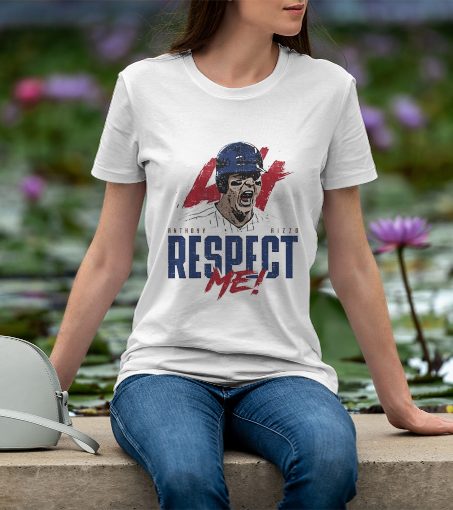 Anthony Rizzo Respect Me Screaming Baseball Player Distressed 44 Red T-Shirt