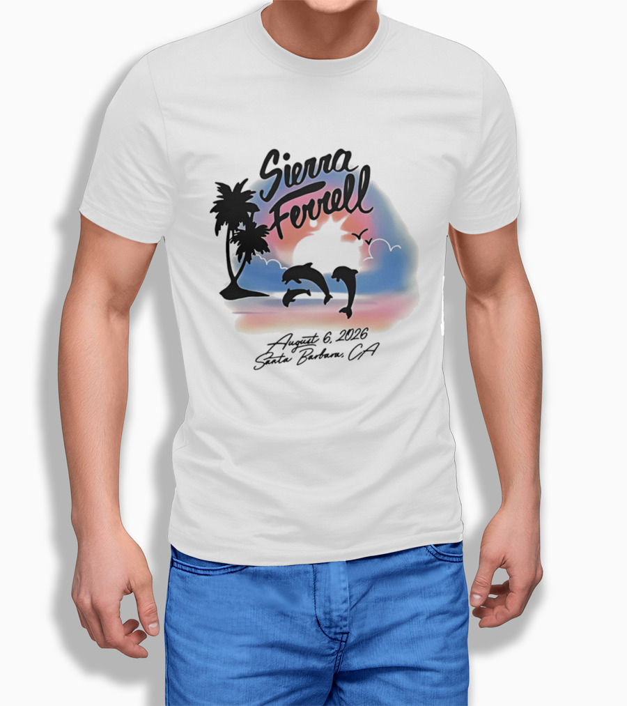 Sierra Ferrell August 6 2023 Santa Barbara CA Dolphins And Palm Trees T-Shirt