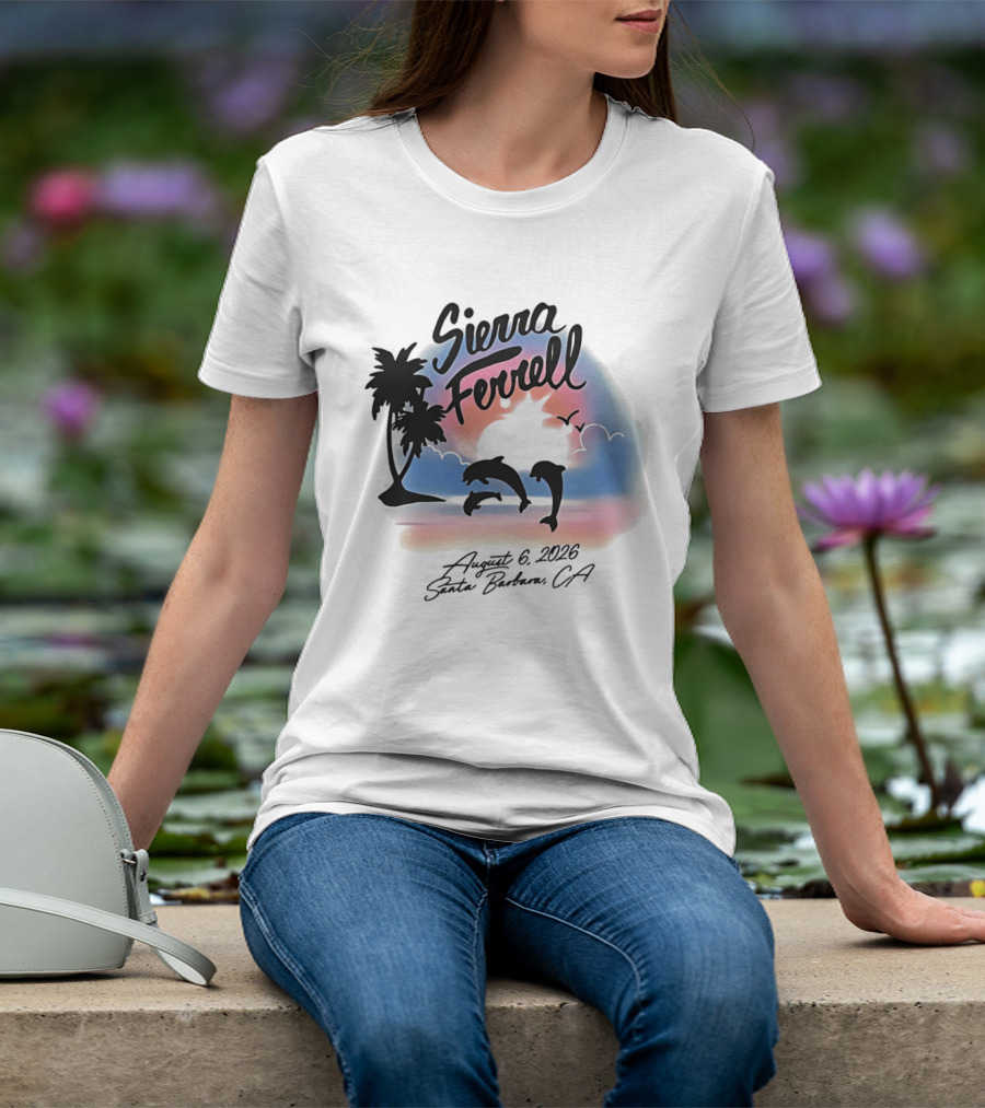 Sierra Ferrell August 6 2023 Santa Barbara CA Dolphins And Palm Trees T-Shirt