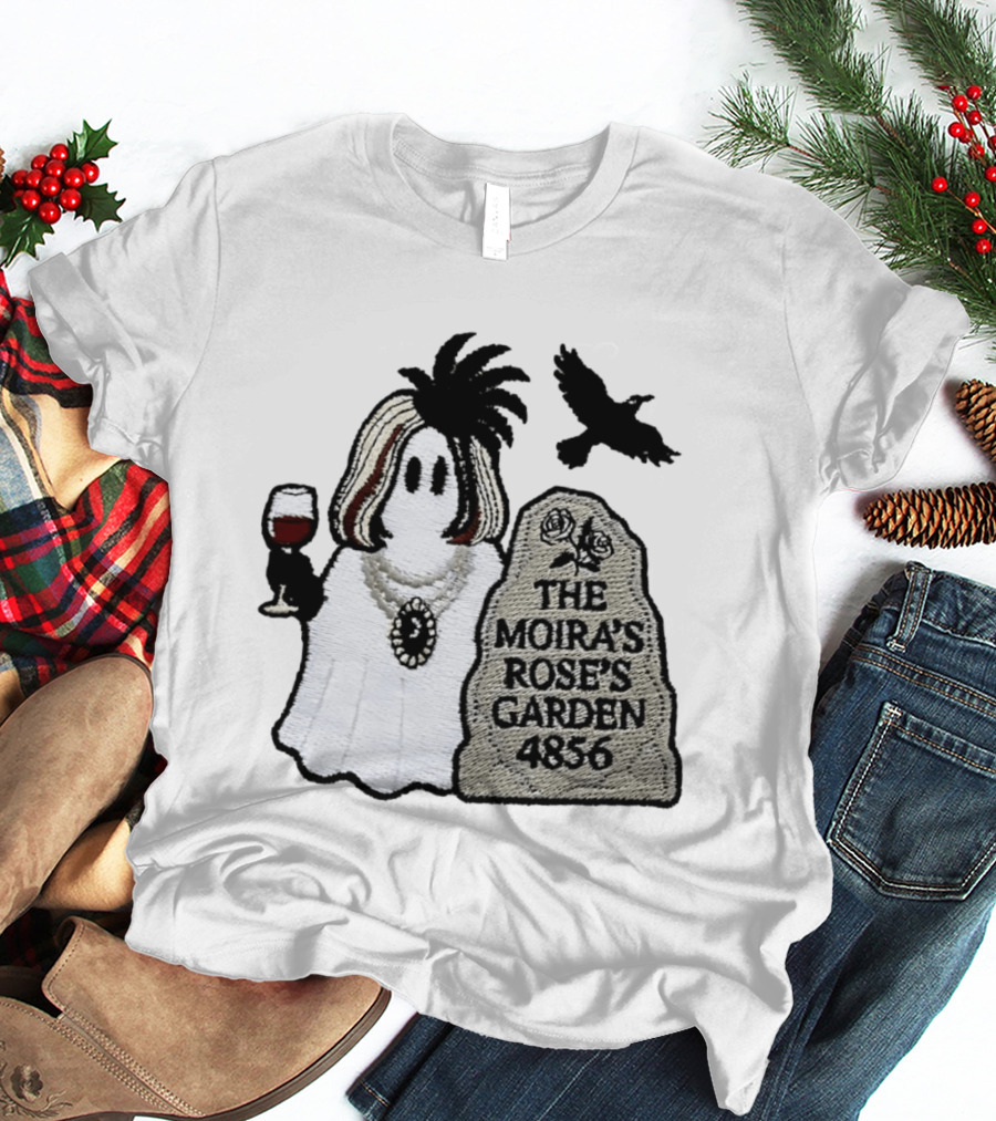 The Moira's Rose's Garden Ghost Wine Glass Tombstone Crow 4836 Wig T-Shirt