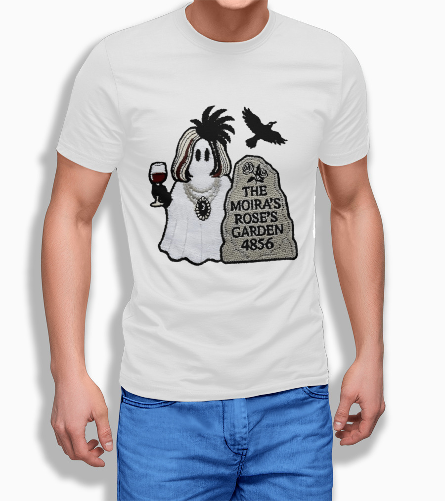 The Moira's Rose's Garden Ghost Wine Glass Tombstone Crow 4836 Wig T-Shirt