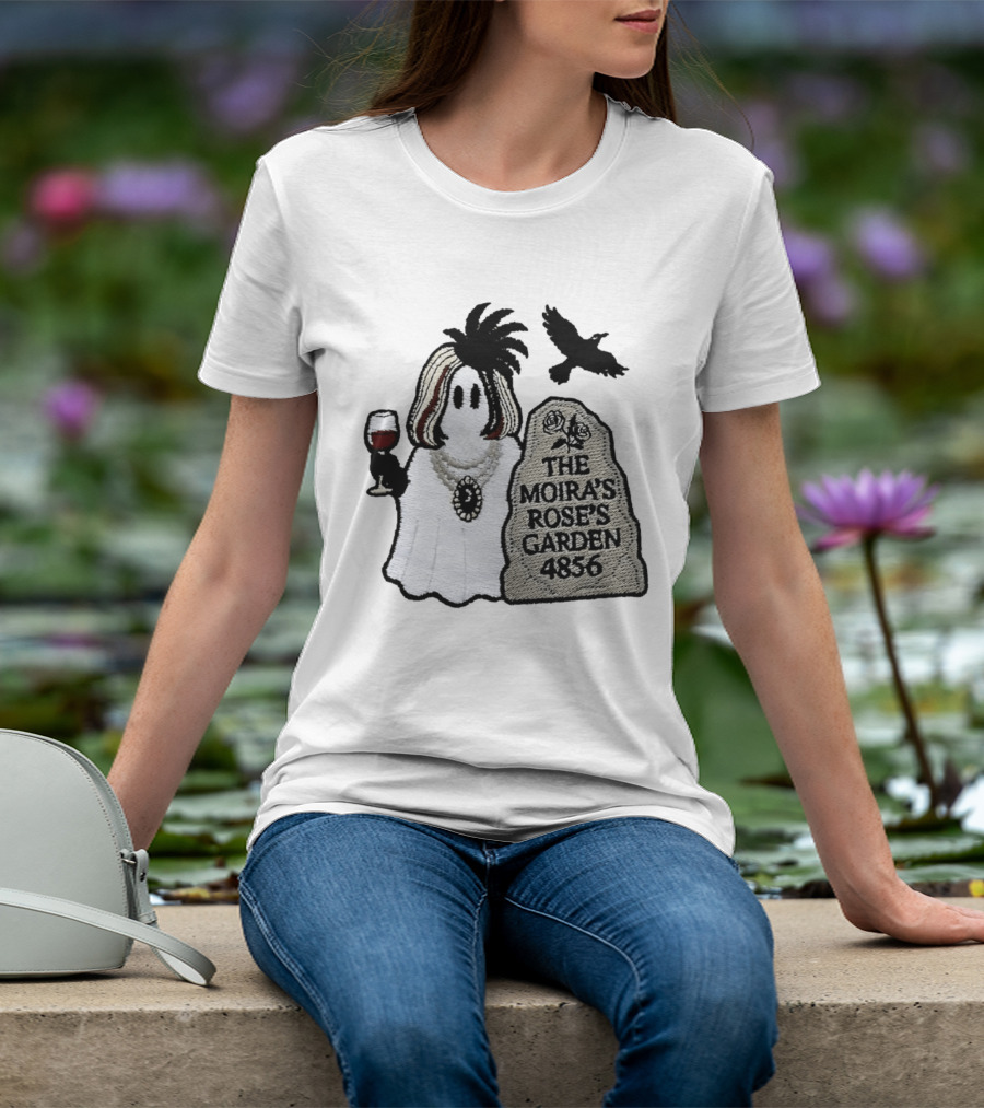 The Moira's Rose's Garden Ghost Wine Glass Tombstone Crow 4836 Wig T-Shirt