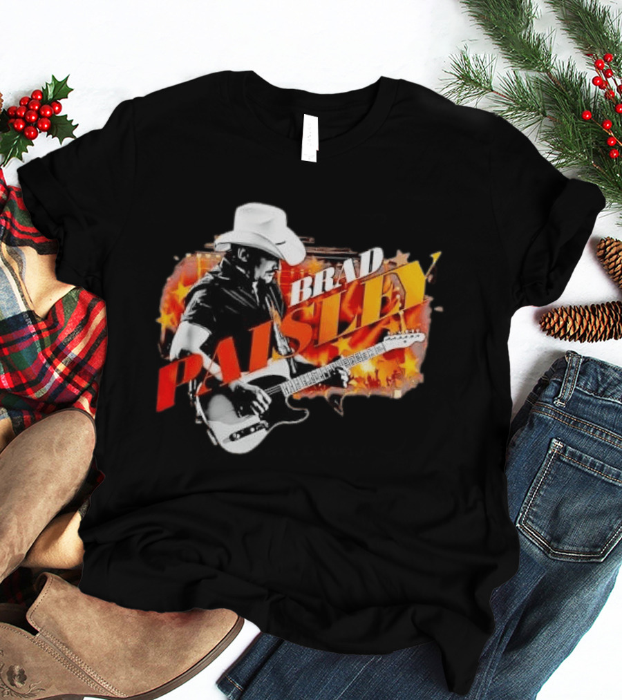 Brad Paisley Cowboy Hat Electric Guitar Musician Scene T-Shirt