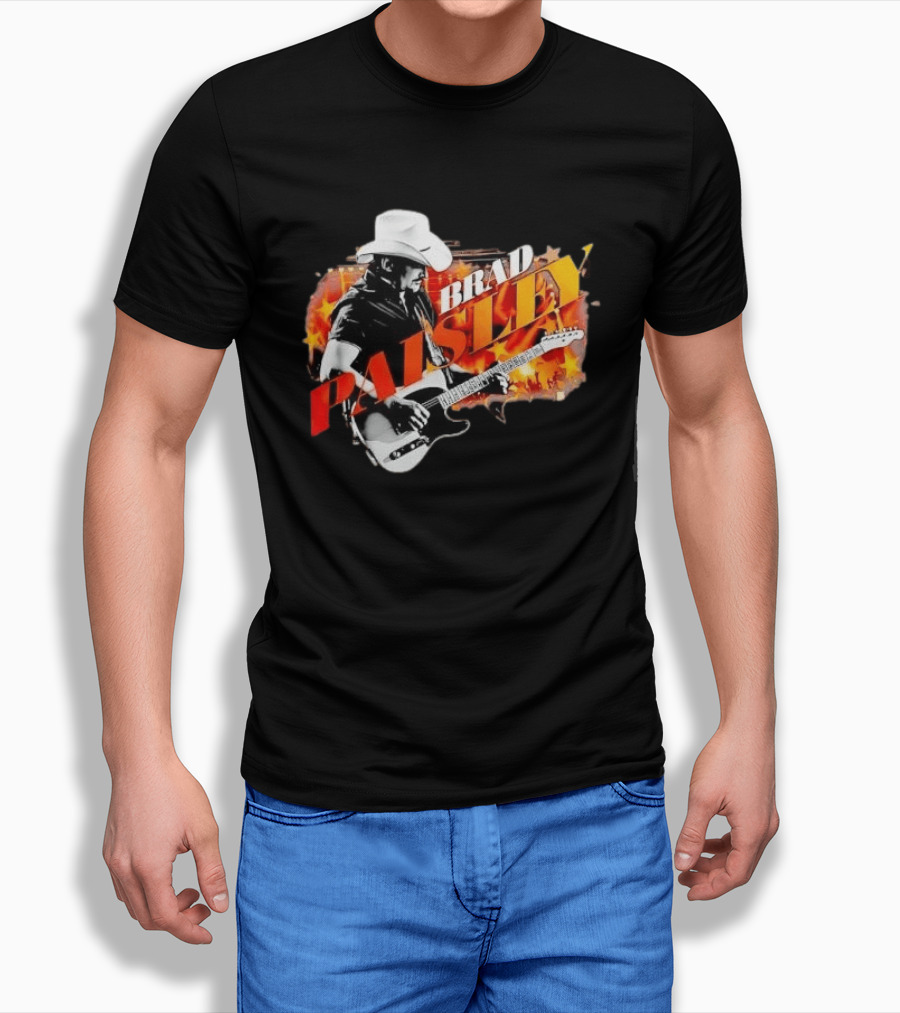 Brad Paisley Cowboy Hat Electric Guitar Musician Scene T-Shirt