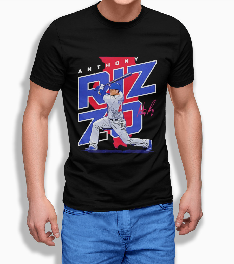 Anthony Rizzo 44 Chicago Cubs Batting Illinois Map T-Shirt
