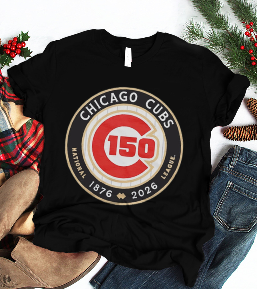 Chicago Cubs National League 150th Anniversary 1876 2026 Pinstripes T-Shirt