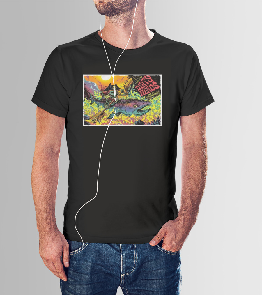 Dirty Heads Aug 13 2026 Skeleton Pirate Riding Fish White River Amphitheatre Auburn WA T-Shirt