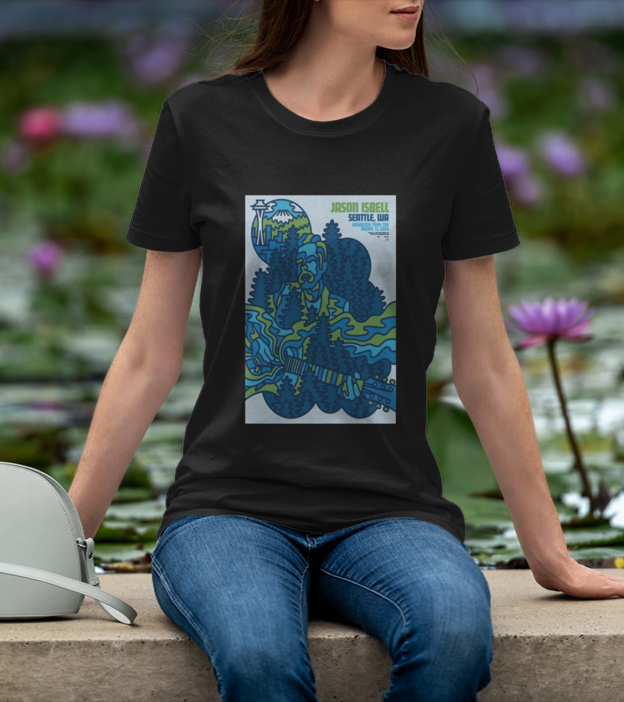 Jason Isbell Seattle WA Woodland Park Zoo August 13 2026 Concert With Space Needle And Mt Rainier T-Shirt