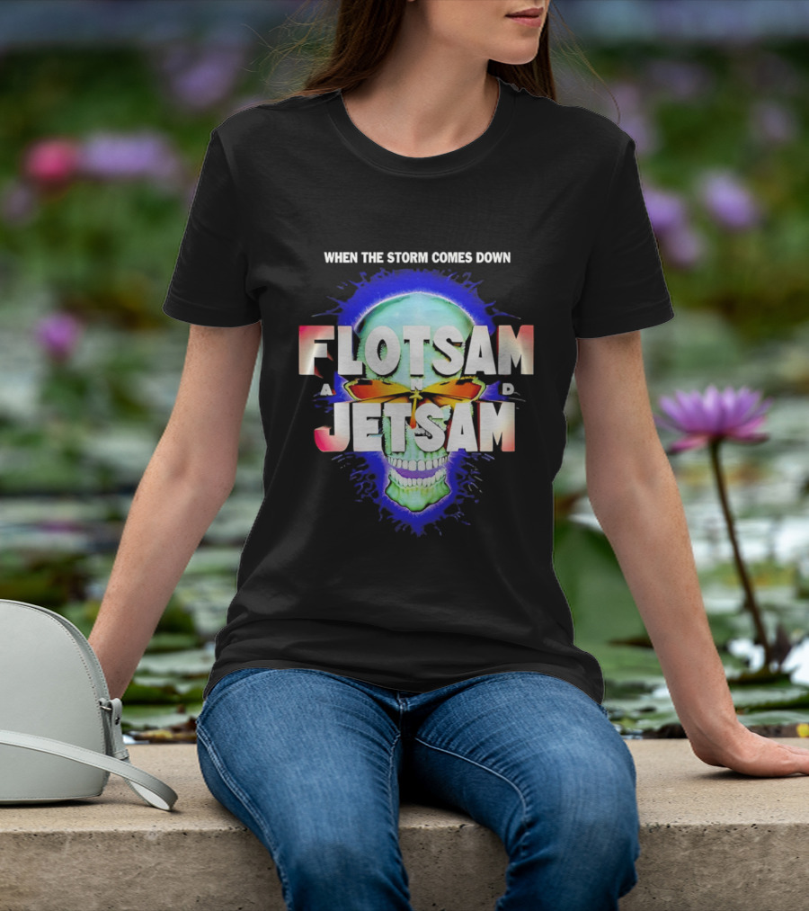 Flotsam And Jetsam When The Storm Comes Down Green Skull Blue Aura T-Shirt