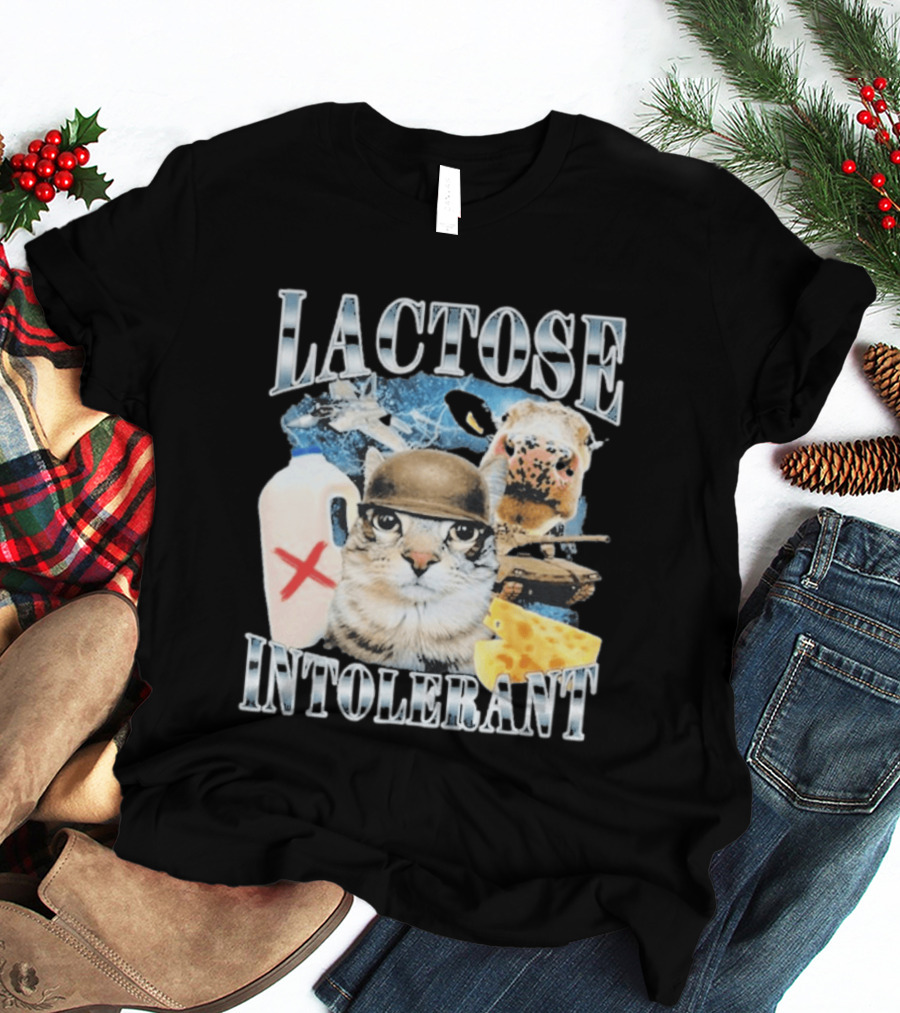 Lactose Intolerant Cat Cheese Cow Milk Jug T-Shirt