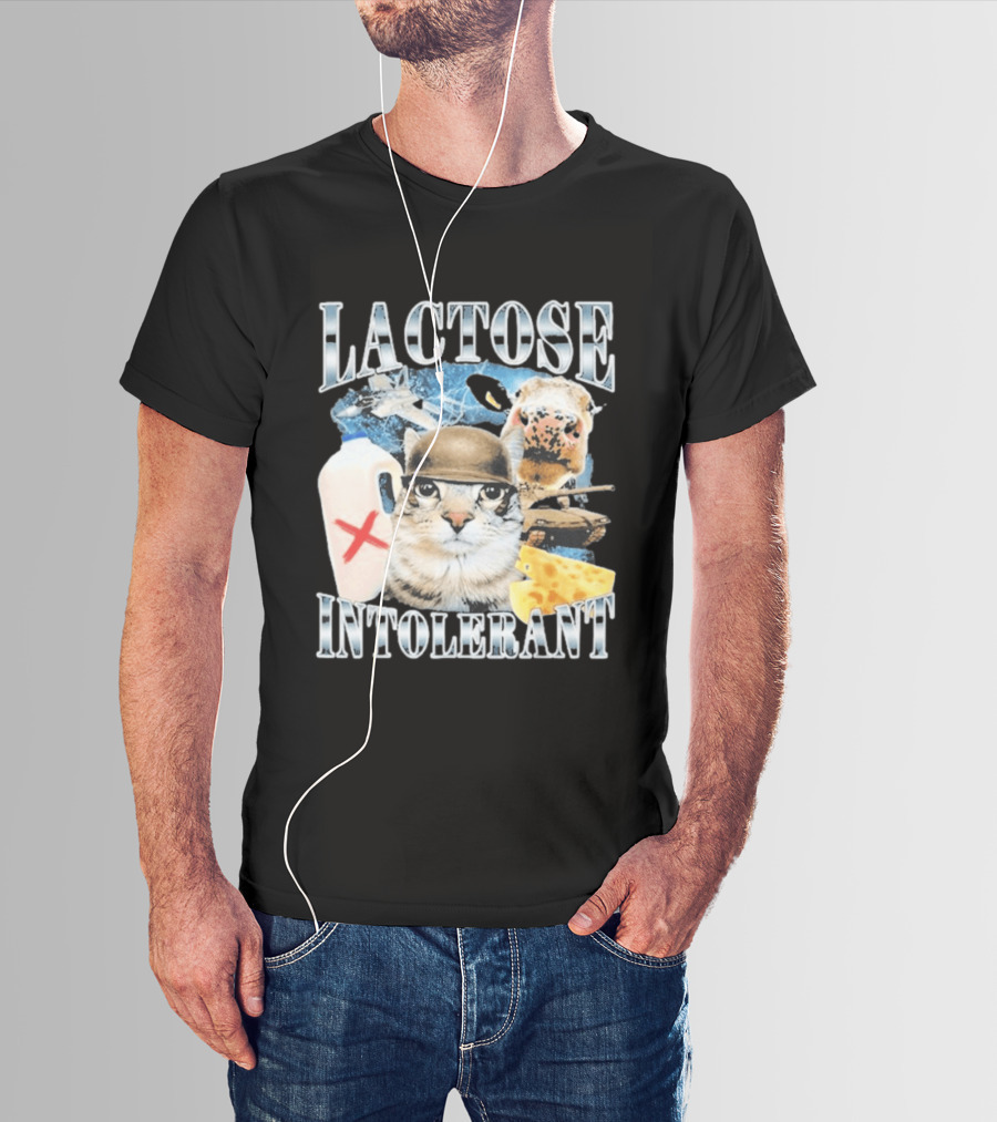 Lactose Intolerant Cat Cheese Cow Milk Jug T-Shirt