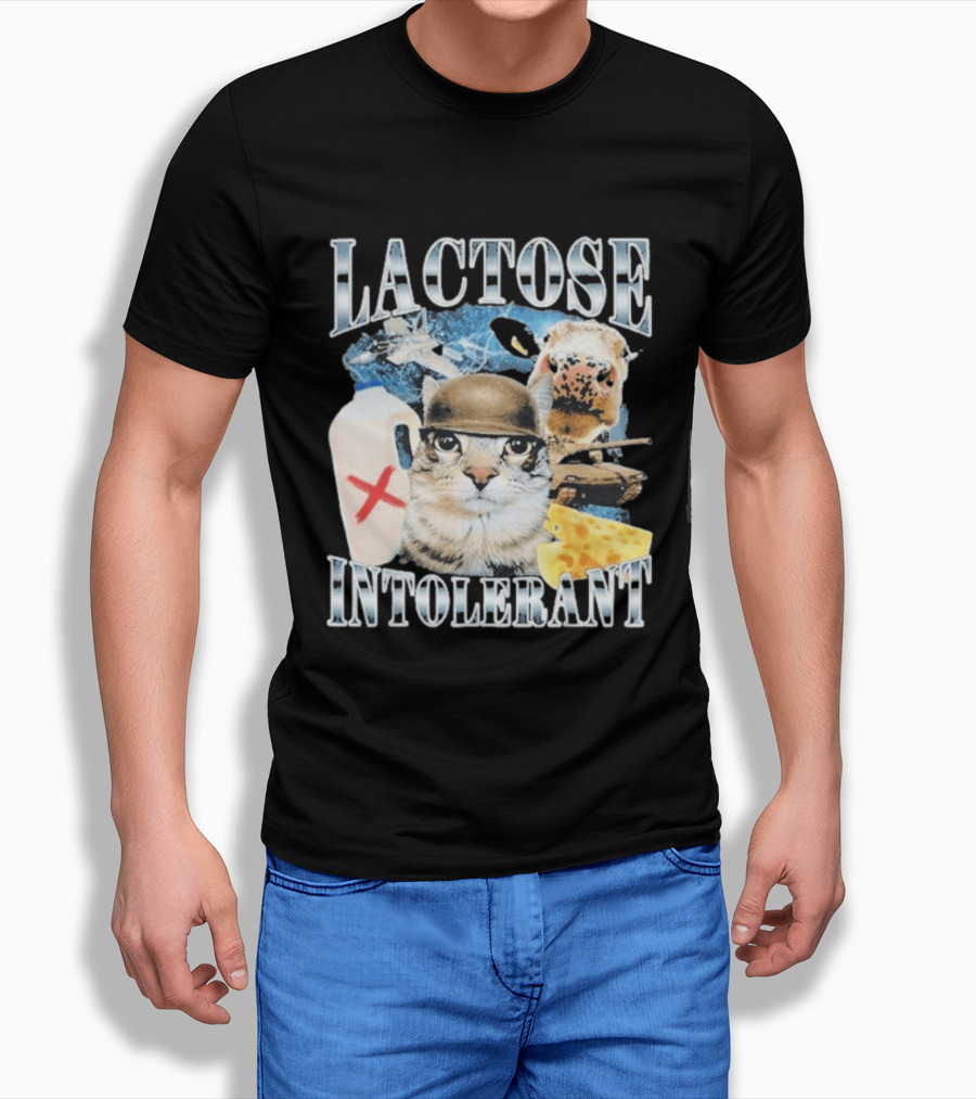 Lactose Intolerant Cat Cheese Cow Milk Jug T-Shirt