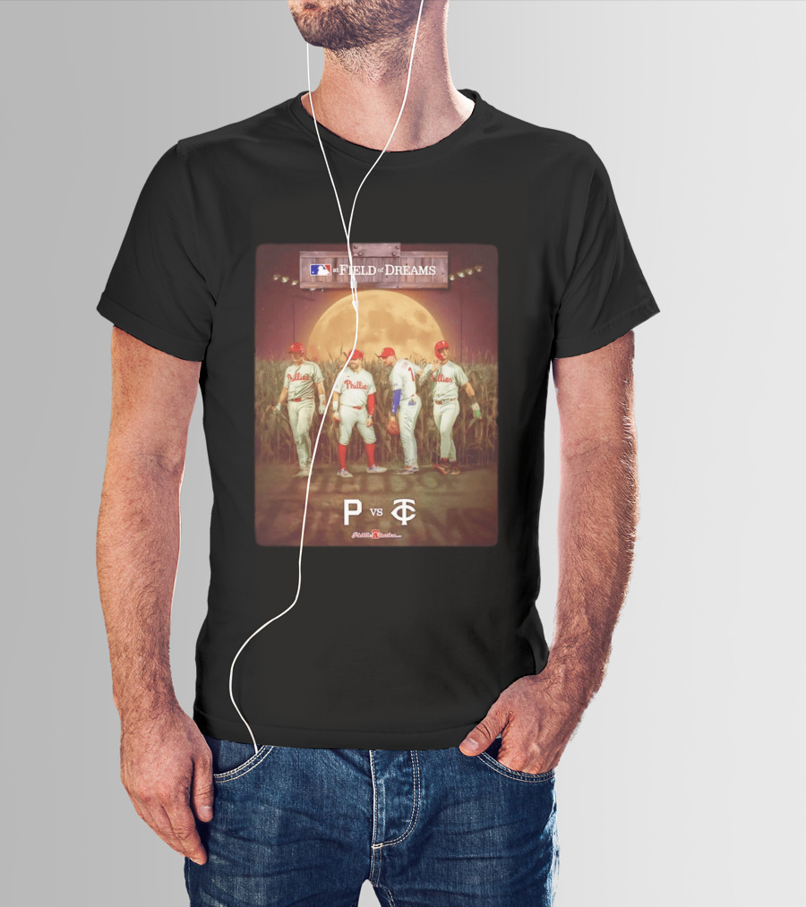 MLB At Field Of Dreams Philadelphia Phillies Vs Minnesota Twins 2026 Moonlit Cornfield Scene T-Shirt