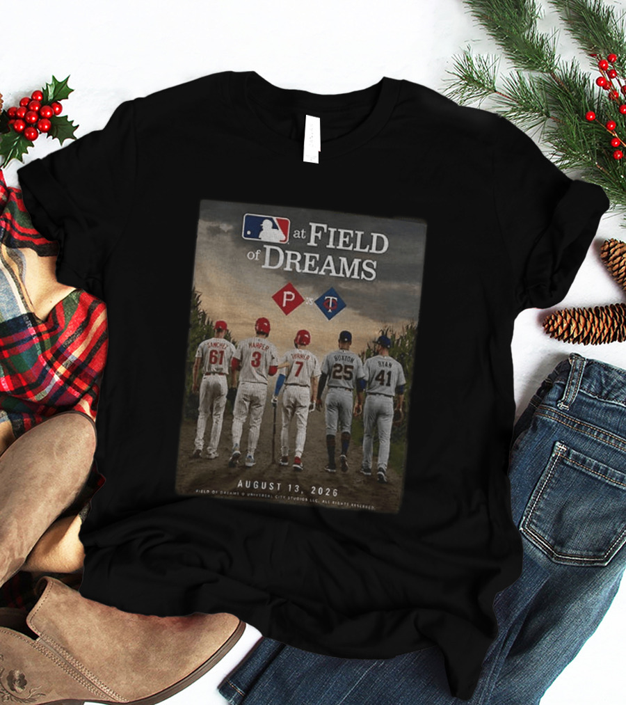 Phillies Vs Twins MLB At Field Of Dreams August 13 2026 T-Shirt