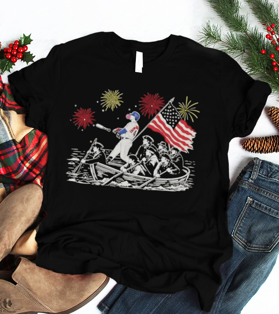 Players Crow Armstrong Patriotic Baseball Batting With American Flag And Revolutionary Boat T-Shirt