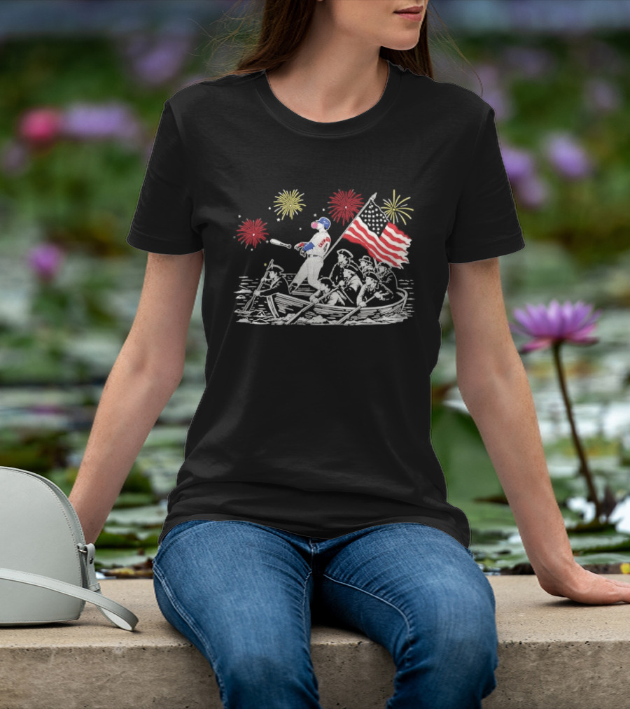 Players Crow Armstrong Patriotic Baseball Batting With American Flag And Revolutionary Boat T-Shirt
