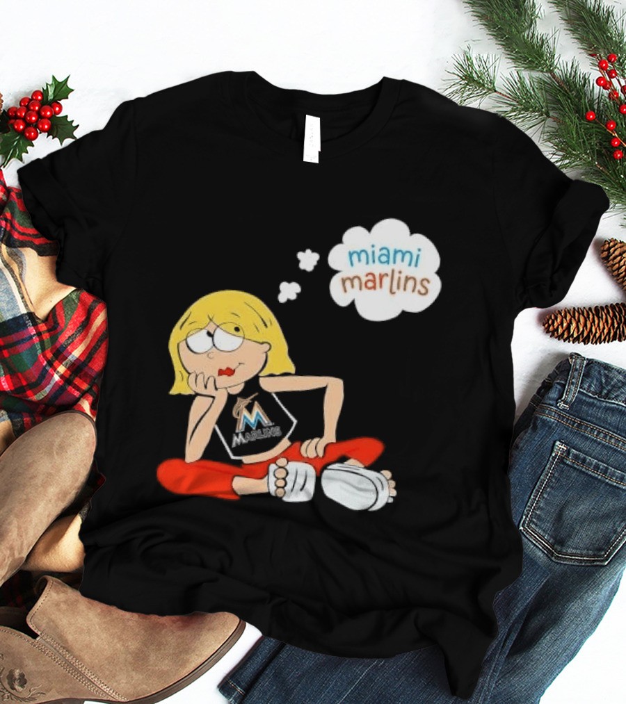 Miami Marlins MLB Cartoon Lizzie McGuire Blonde Girl Fan T-Shirt