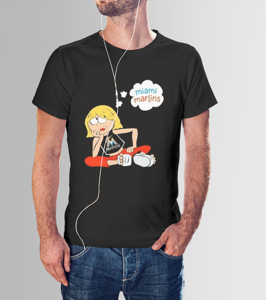 Miami Marlins MLB Cartoon Lizzie McGuire Blonde Girl Fan T-Shirt