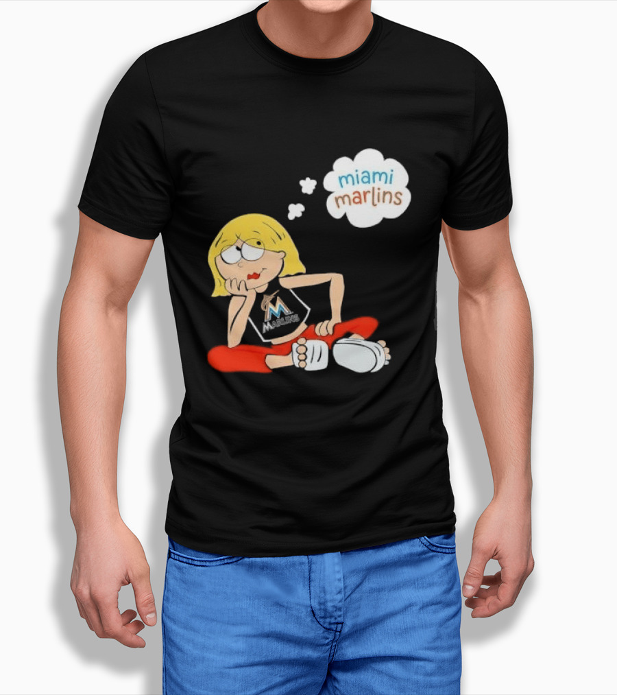 Miami Marlins MLB Cartoon Lizzie McGuire Blonde Girl Fan T-Shirt