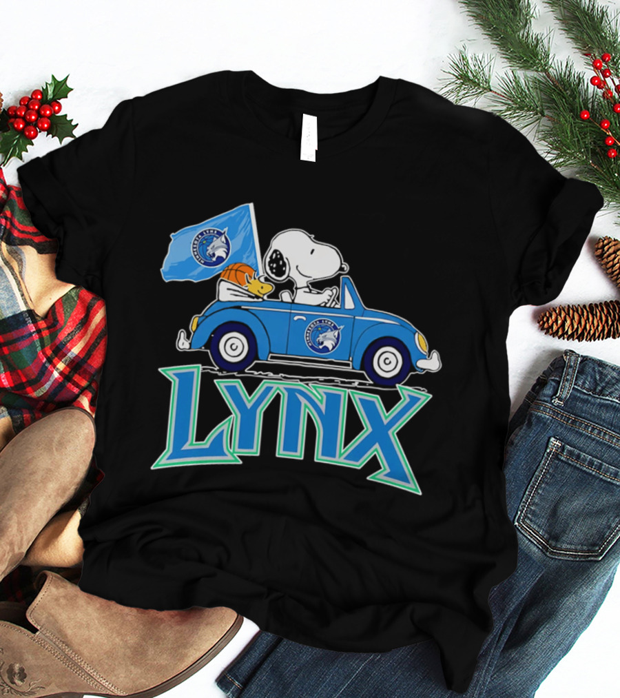 Minnesota Lynx Snoopy Driving Beetle Car With Team Flag T-Shirt