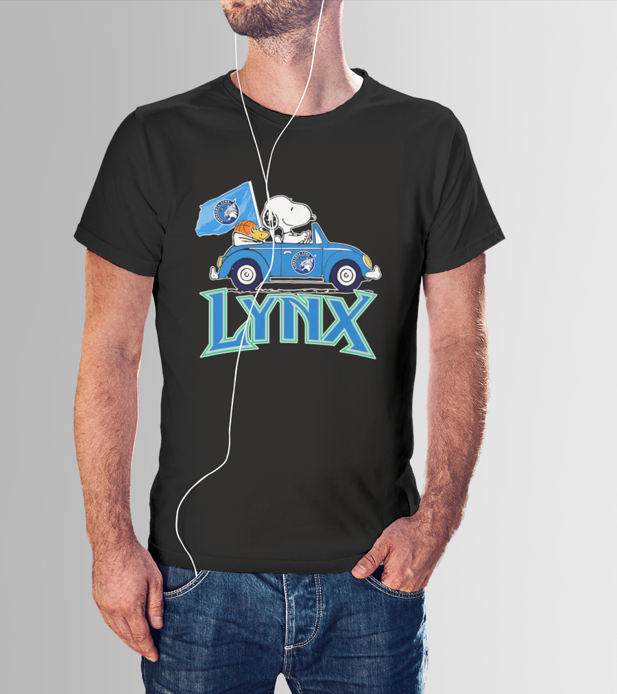 Minnesota Lynx Snoopy Driving Beetle Car With Team Flag T-Shirt