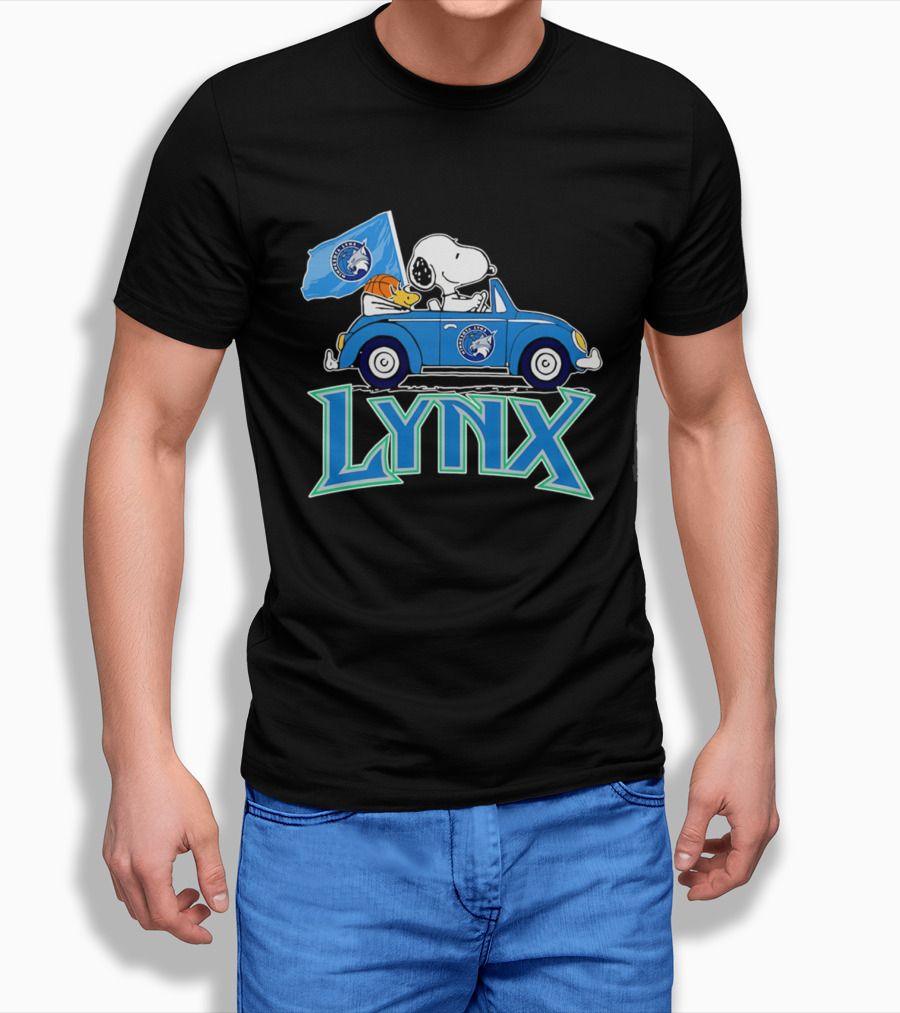 Minnesota Lynx Snoopy Driving Beetle Car With Team Flag T-Shirt