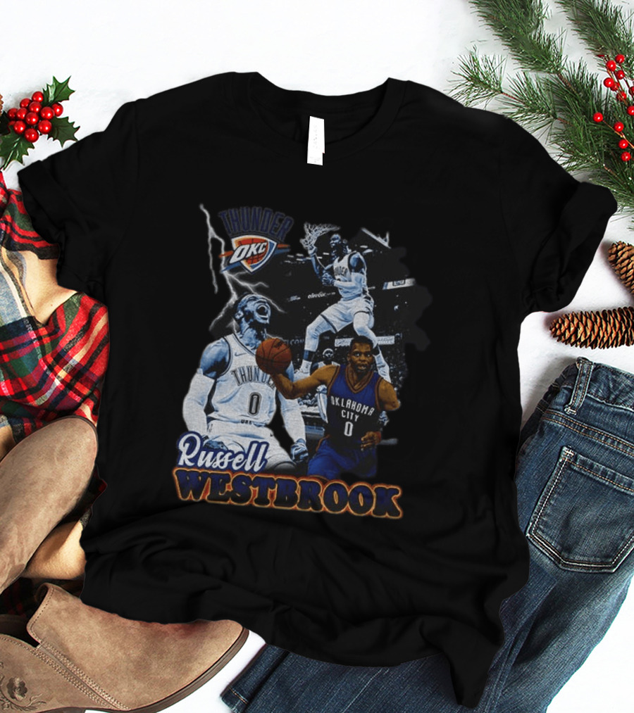 Russell Westbrook OKC Thunder Basketball Legend Collage T-Shirt