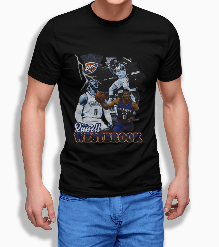 Russell Westbrook OKC Thunder Basketball Legend Collage T-Shirt