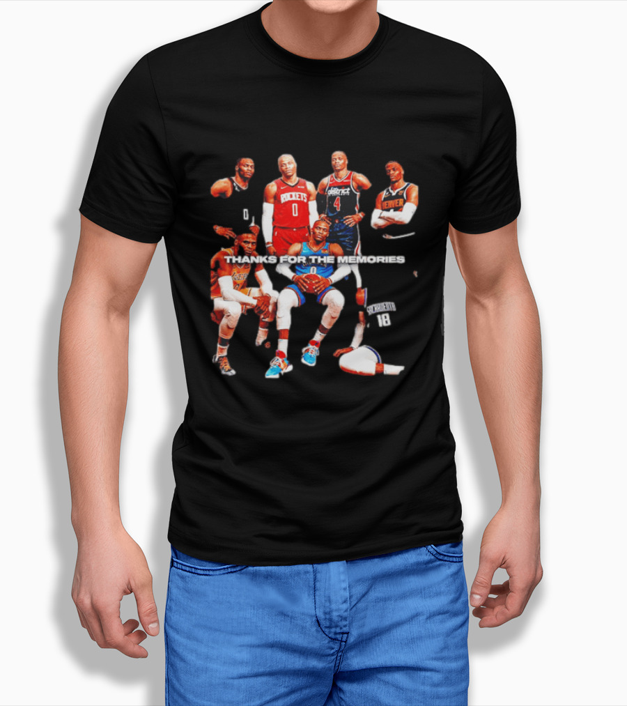 Russell Westbrook Thank You For The Memories OKC Thunder Rockets Wizards Denver T-Shirt