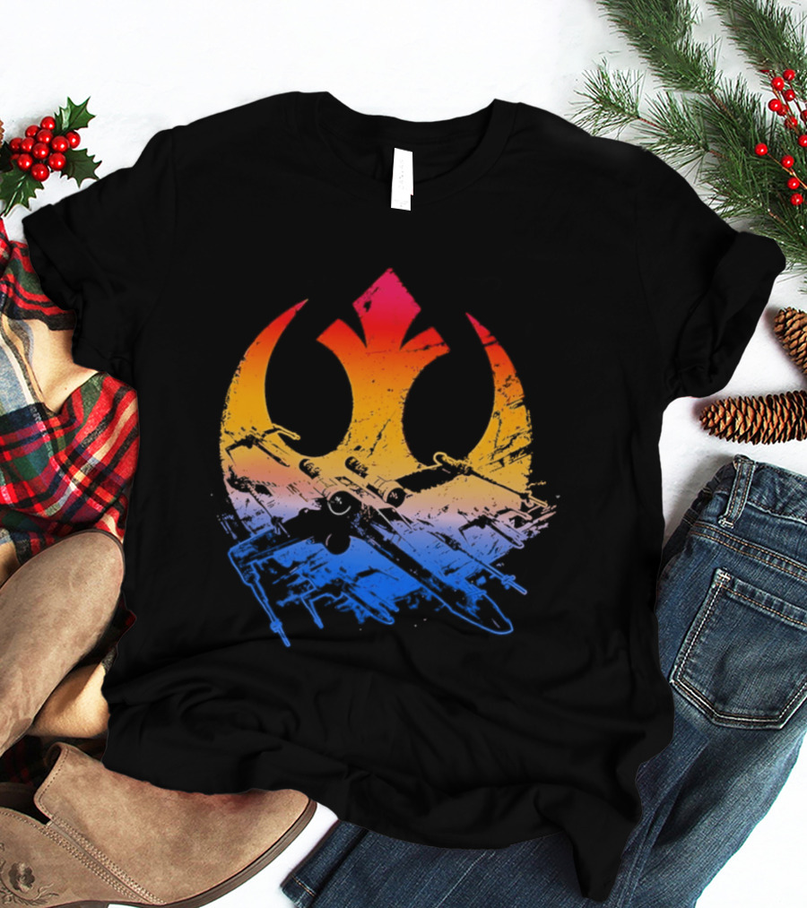 Star Wars Rebel Alliance Distressed Insignia X Wing Starfighters Gradient T-Shirt