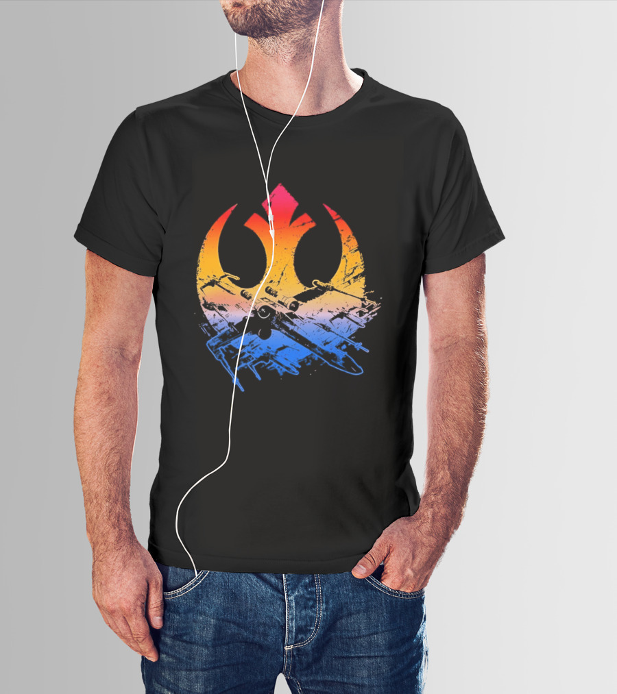Star Wars Rebel Alliance Distressed Insignia X Wing Starfighters Gradient T-Shirt
