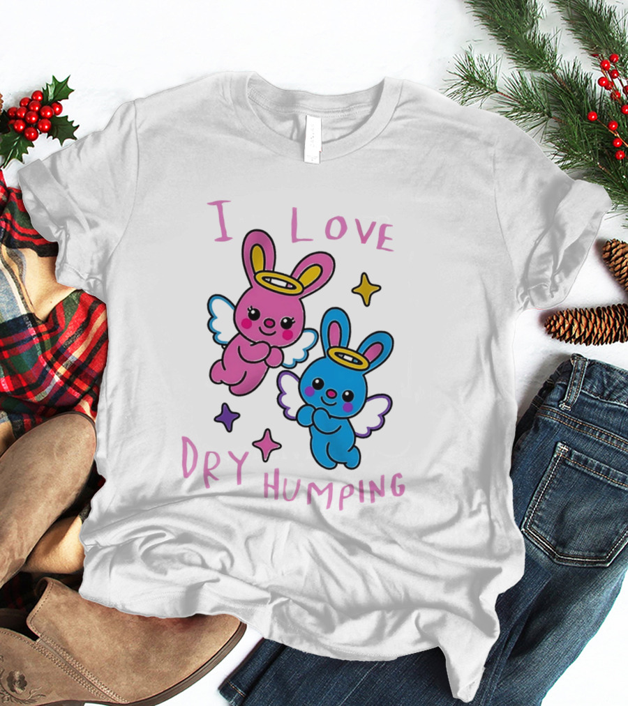 Angel Bunnies I Love Dry Humping Funny Cartoon Characters T-Shirt
