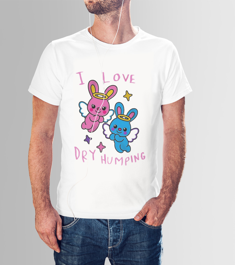 Angel Bunnies I Love Dry Humping Funny Cartoon Characters T-Shirt