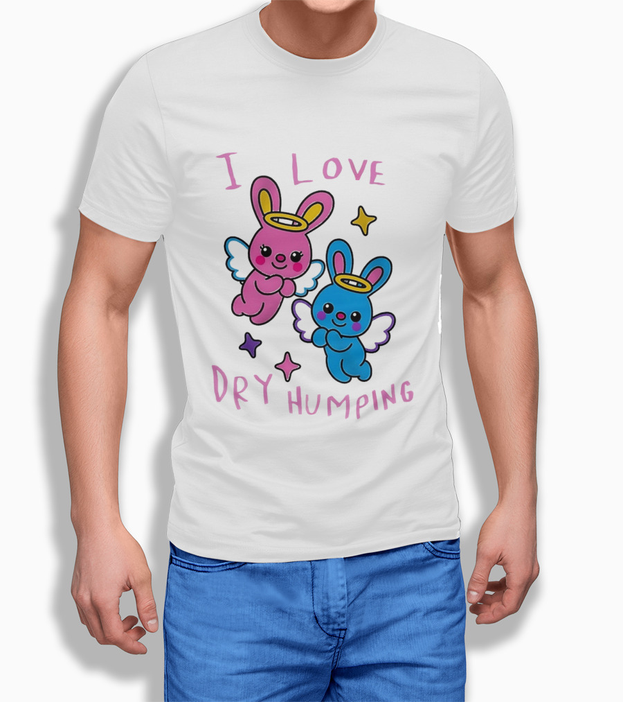Angel Bunnies I Love Dry Humping Funny Cartoon Characters T-Shirt