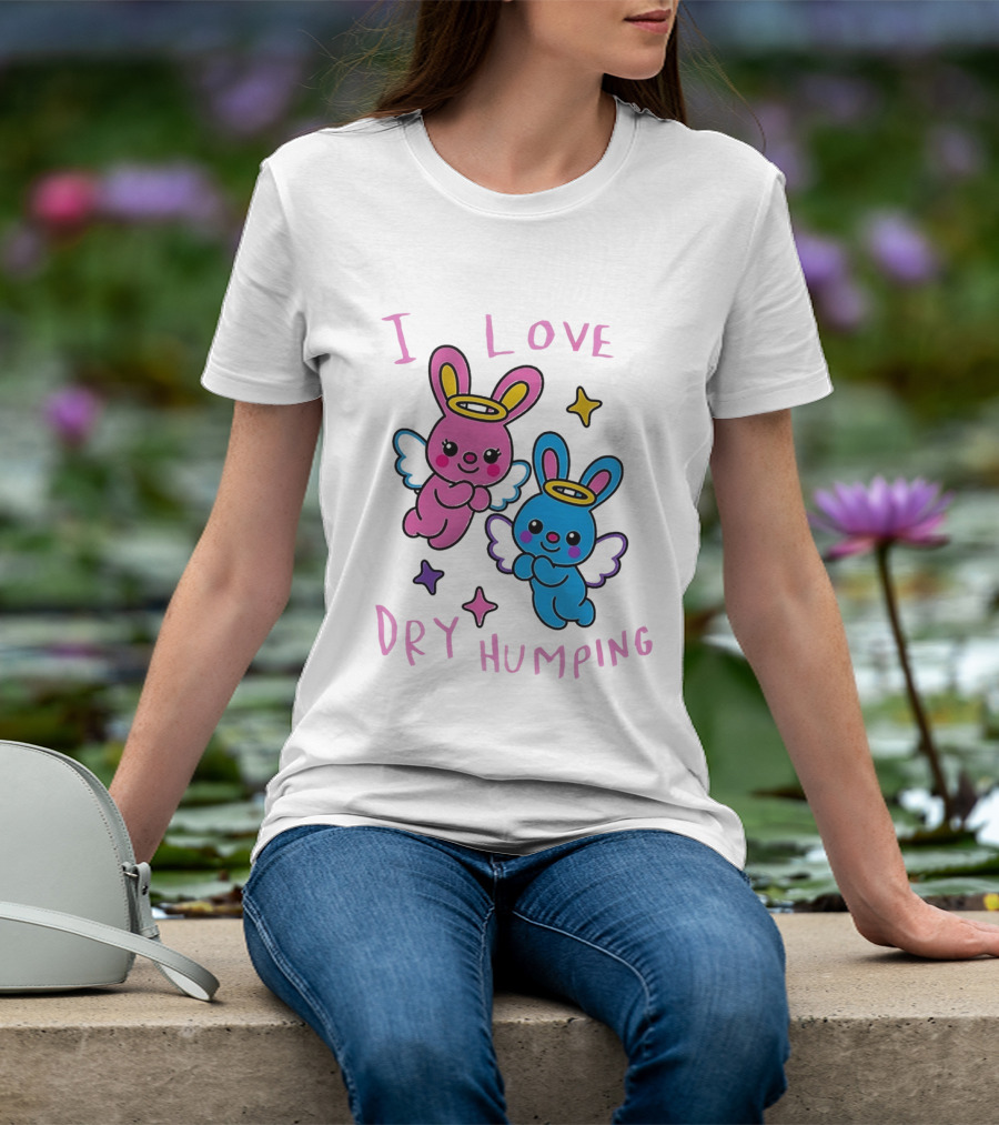 Angel Bunnies I Love Dry Humping Funny Cartoon Characters T-Shirt