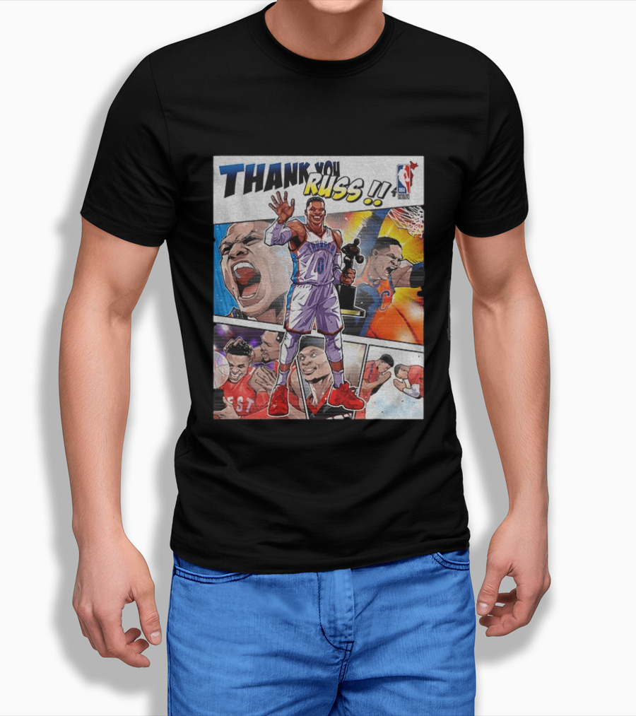 Thank You Russ NBA Tribute Mister Triple Double Legend Iconic Moments T-Shirt