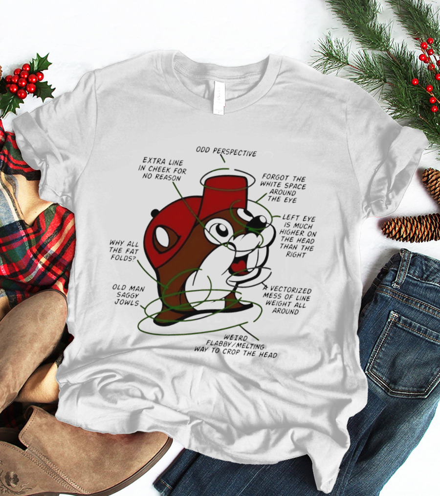 Buc Ee's Odd Perspective Extra Line Vectorized Mess Critique T-Shirt