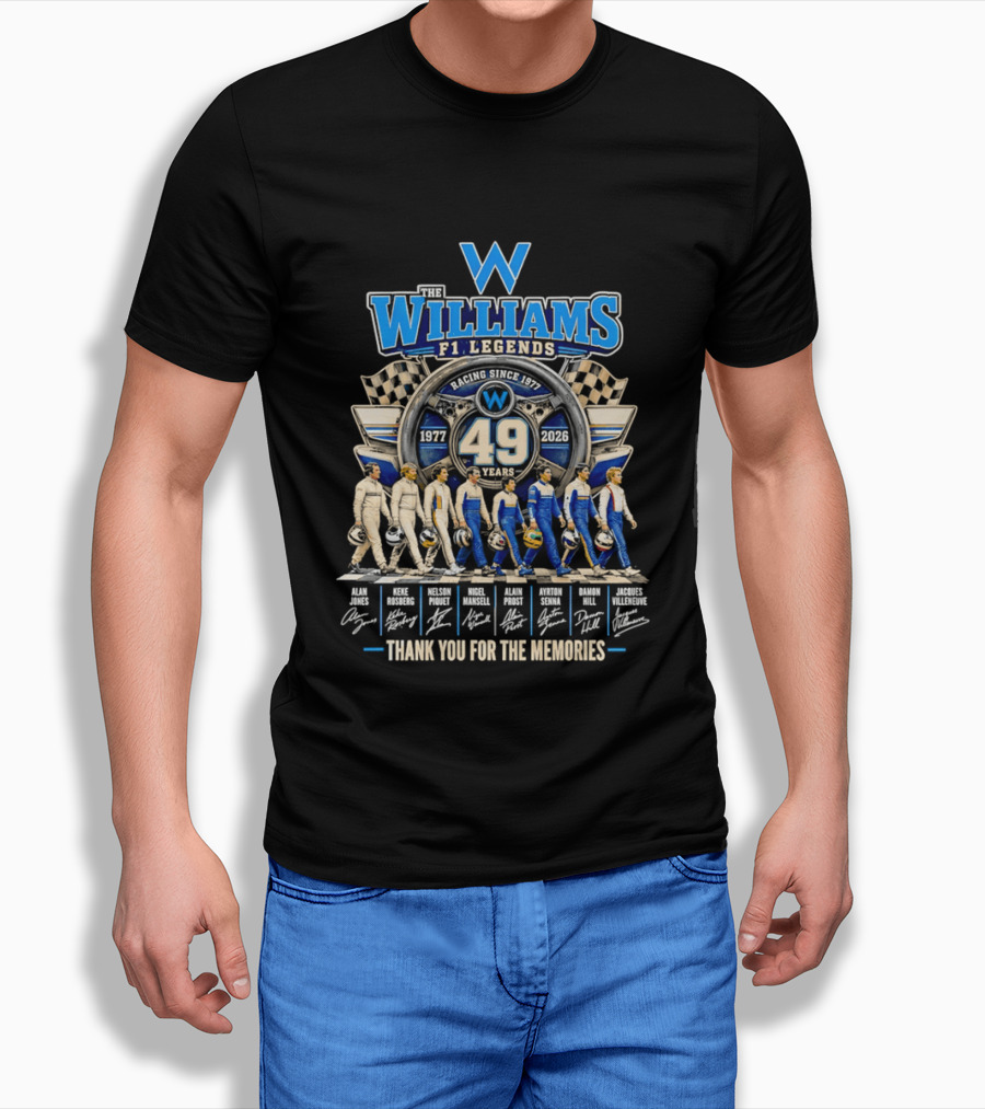 Williams F1 Legends Racing 49 Years 1977 2026 Thank You For The Memories T-Shirt