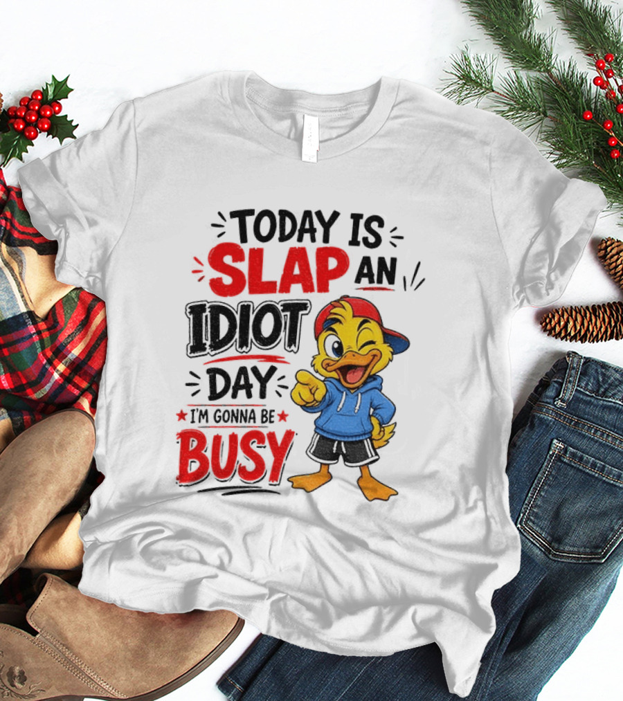 Today Is Slap An Idiot Day Duck I'm Gonna Be Busy T-Shirt