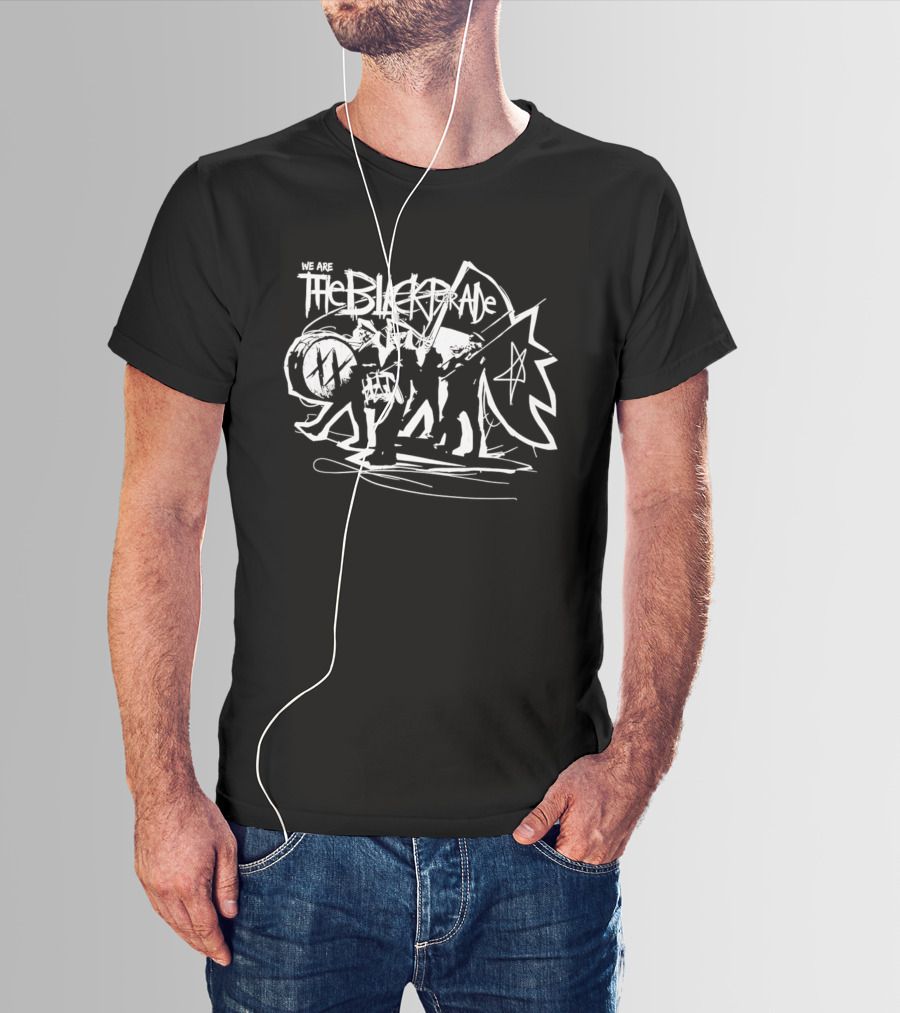 The Black Parade Skeleton Marching Band Drummer Flag Sketch T-Shirt