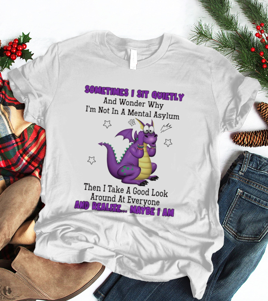 Sometimes I Sit Quietly Wonder Why I'm Not In A Mental Asylum Dragon Realize Maybe I Am T-Shirt