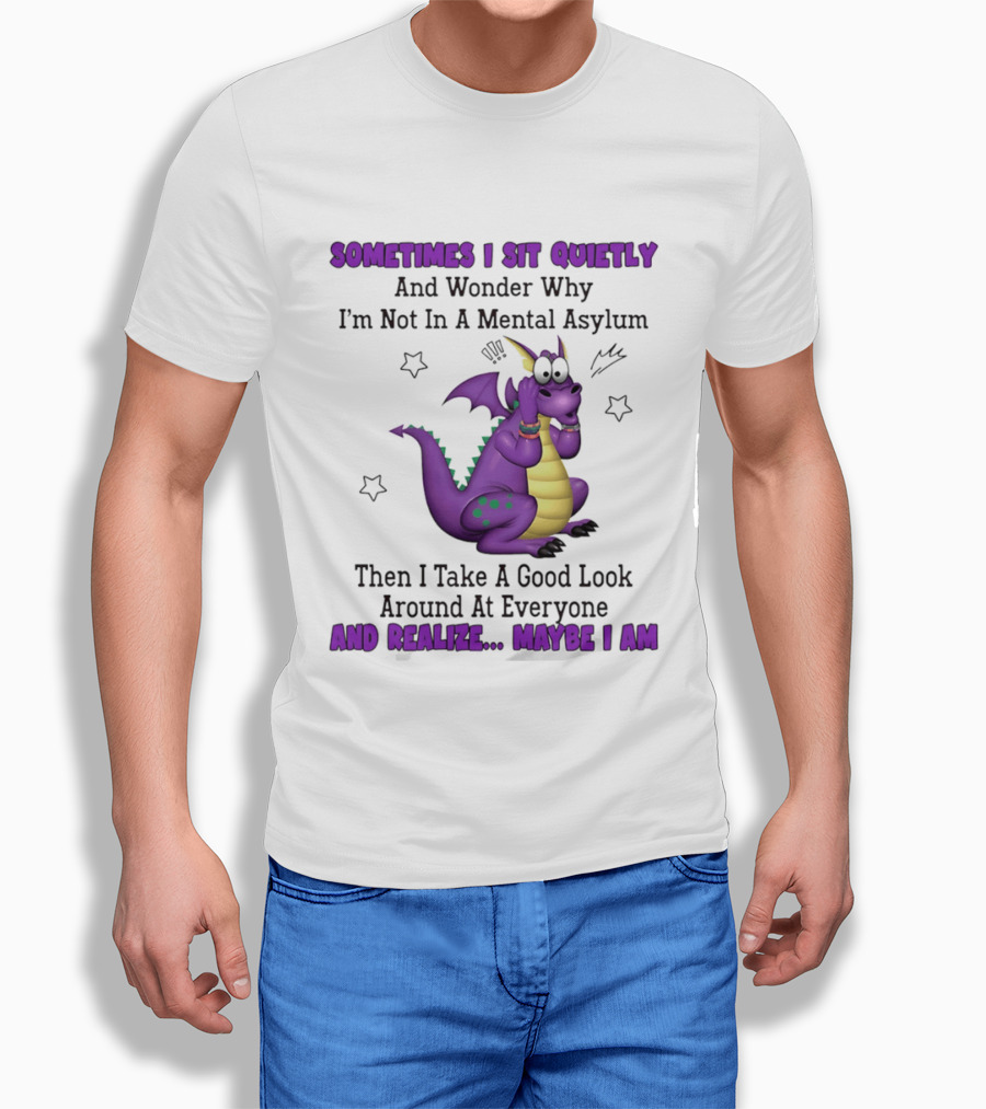 Sometimes I Sit Quietly Wonder Why I'm Not In A Mental Asylum Dragon Realize Maybe I Am T-Shirt