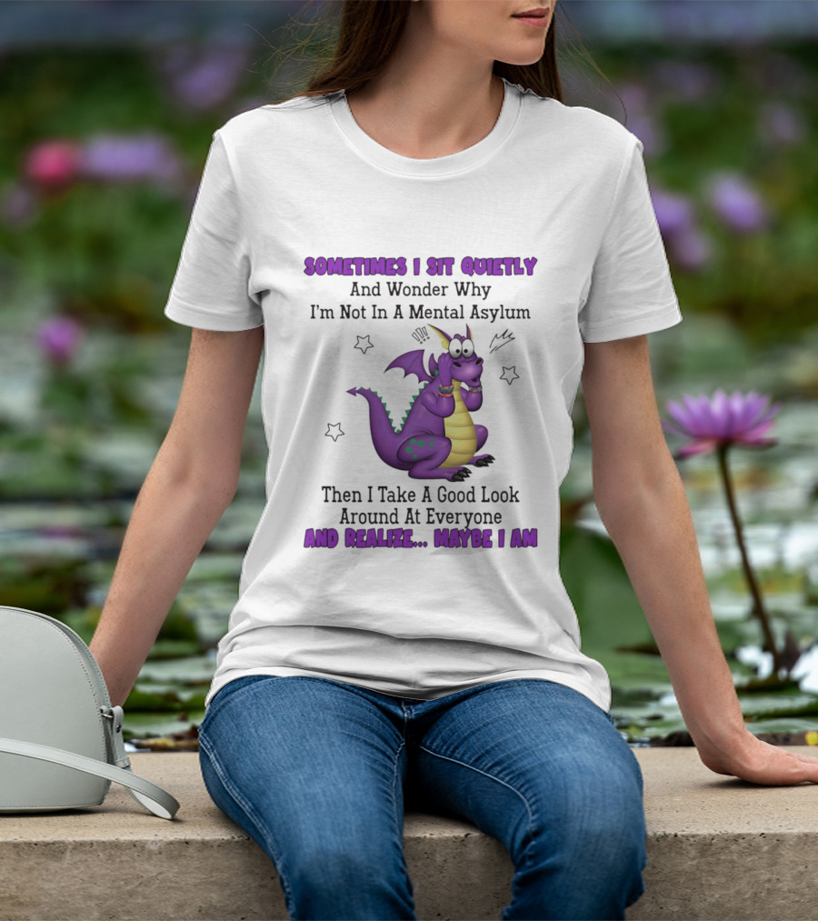 Sometimes I Sit Quietly Wonder Why I'm Not In A Mental Asylum Dragon Realize Maybe I Am T-Shirt