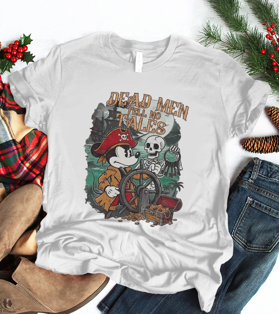 Mickey Mouse Pirate Skeleton Dead Men Tell No Tales Halloween Fantasy Adventure T-Shirt