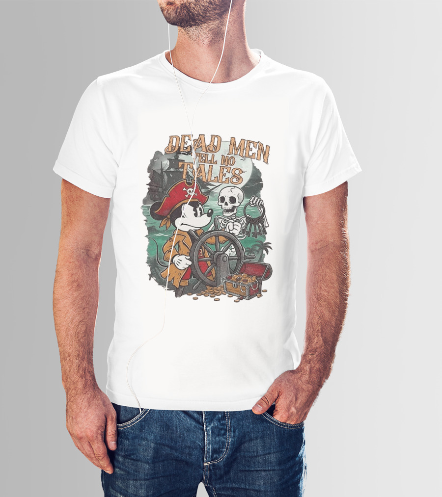 Mickey Mouse Pirate Skeleton Dead Men Tell No Tales Halloween Fantasy Adventure T-Shirt