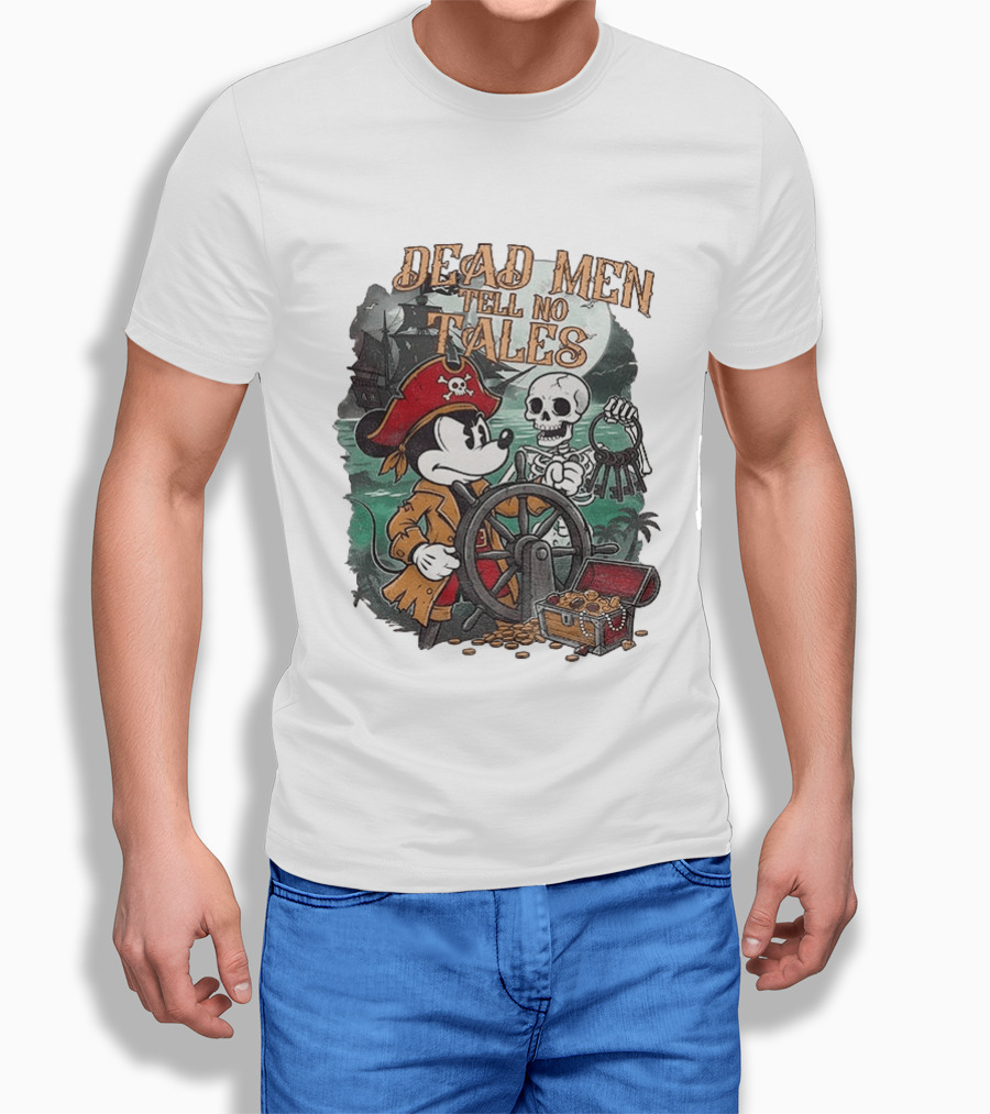 Mickey Mouse Pirate Skeleton Dead Men Tell No Tales Halloween Fantasy Adventure T-Shirt