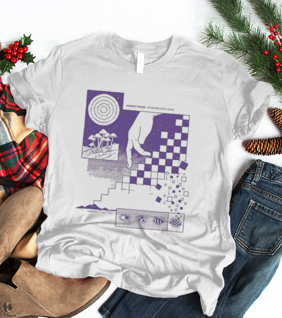 Modest Mouse An Eraser And A Maze Album Artwork Purple Checkerboard T-Shirt