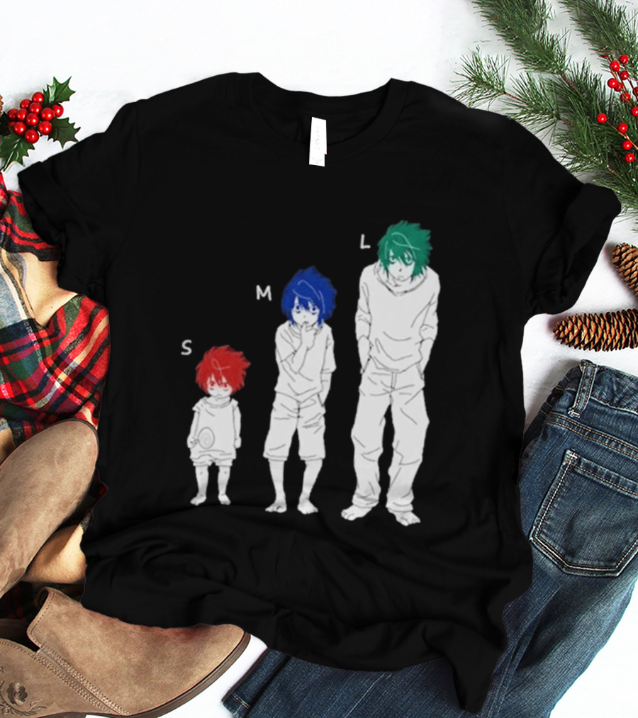 Anime Death Note L Character Evolution Sizes S M L T-Shirt