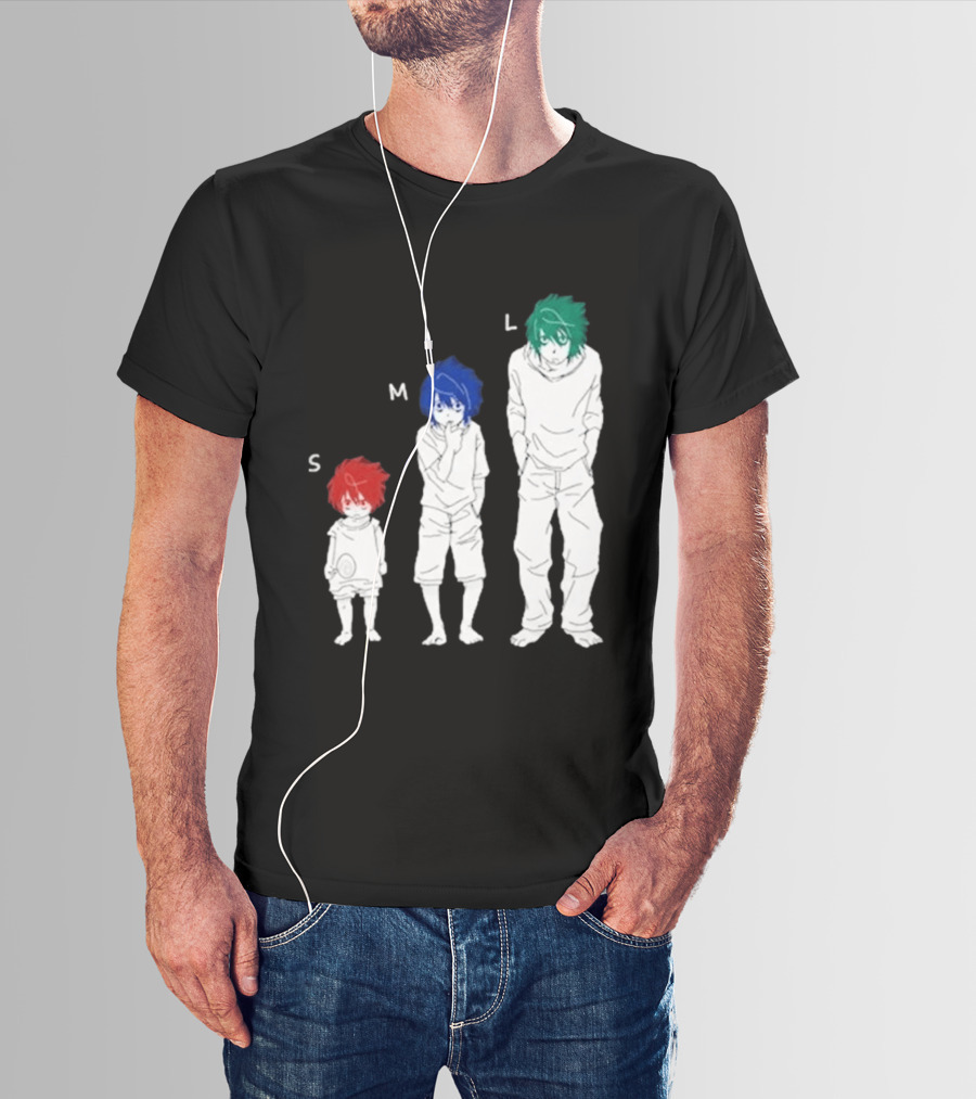 Anime Death Note L Character Evolution Sizes S M L T-Shirt